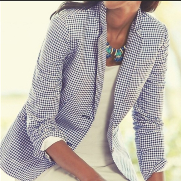 Talbots Jackets & Blazers - NEW Talbots Classic Linen Blend Gingham Jacket